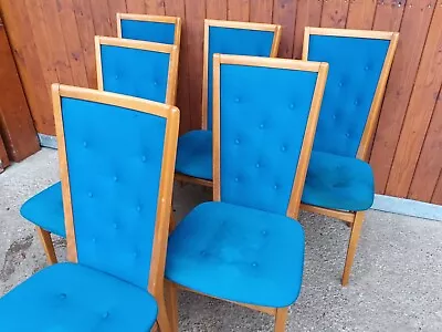 6x Dining Room Chairs Chair Vintage 60s Mid Century Danish 60er Chairs • $296.53