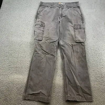 Carhartt Cargo Pants 36x32 Gray Canvas Relaxed Fit Straight Leg Workwear 45631 • $21.24