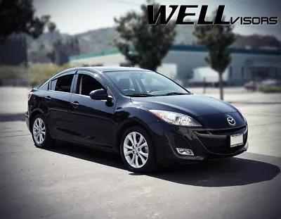 Fit 10-13 Mazda 3  Sedan  WellVisors Smoke Black Trim Window Visors Rain Guard • $67.99