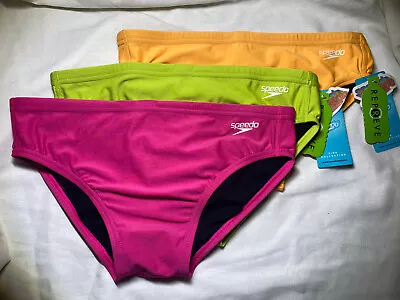 $45 • Buy Speedo Men Neon Set Of 3 Endurance Solid Swim Brief Swimwear Size 32