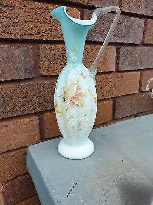 £1.20 • Buy Antique Satin Glass Ewer Thomas Webb? Baby Blue Enamelled Jug Harrach? Bohemian?