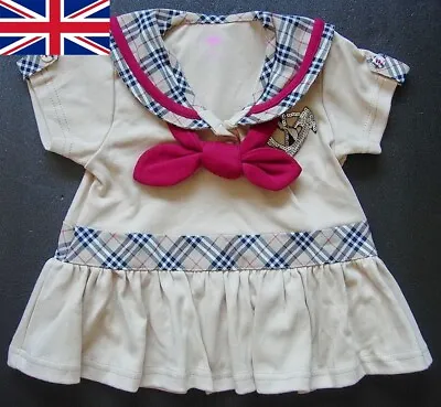 Designer BABY GIRL DRESS Beige Dress Soft Cotton Party Clothing Pretty Baby Wear • £7.99