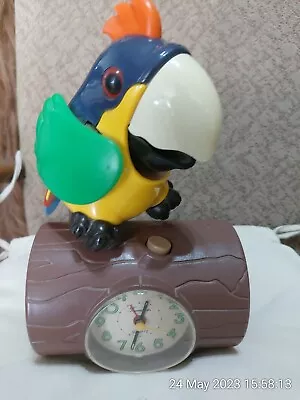 PARROT MOTION Alarm Clock ANIMATED Talking Vintage RARE Moving Sound Timemaster • $247.47