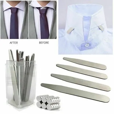10 20 Metal Collar Stays Stiffeners & 10 Magnets For Men Shirts 4 Sizes With Box • $7.63