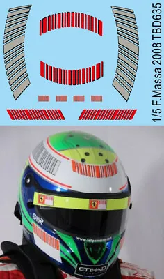 1/5 Decals For Felipe Massa 2008 Spark Centauria F1 Helmet Casco Decal TBD635 • $7.28