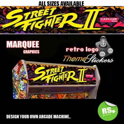 £11.52 • Buy Street Fighter 2 Graphic Arcade Artwork Marquee Stickers Graphic / All Sizes  