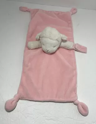 Carters Pink White Lamb Plush Lovey Security Baby Blanket Pacifier Holder Rattle • $14.99