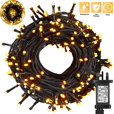 20/50/100M LED Black Wire String Fairy Lights Christmas Wedding Outdoor Plug In • £14.95