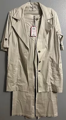 Cabi Womens 10 Trench Coat Belted Stretch Sandy Beige Pleated W Pants Safari NWT • $102.56