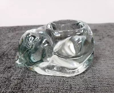 Vintage Indiana Glass Sleeping Kitty Cat Kitten Clear Votive Candle Holder • $12