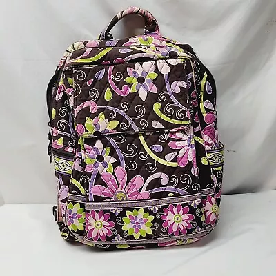 Vera Bradley Purple Punch Backpack Laptop Carrier Brown Purple Floral Pattern • $20.49