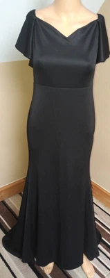 £0.99 • Buy New Black Ruffled Back V Neck Mermaid Floor Length Dress Size 10 Length 6.7 