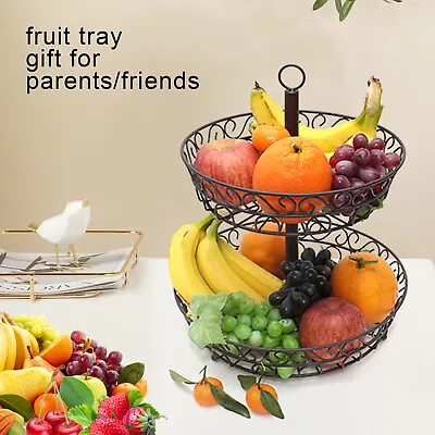 2-Tier Holder Decorative Bowl Countertop Fruit Basket Stand For Vegetable • $18