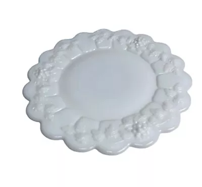 Vintage Plate Paneled Grape Milk Glass Handmade Dinner Plate WESTMORELAND 6.5 In • $11