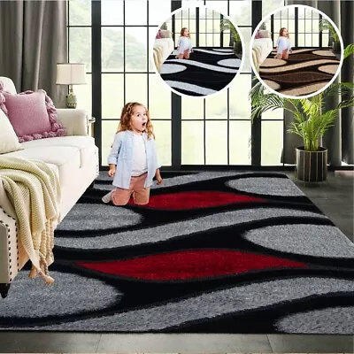 Thick Large Shaggy Rugs Living Room Bedroom Carpet Hallway Runner Rug Floor Mats • £13.29