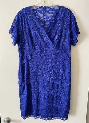 Marina Women’s Blue Short Sleeve Lace Dress Tunic Size 14W • $17.50