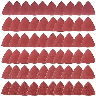 60PCS Triangle Sanding Pads For Oscillating Multi-Tool Hook Loop Sandpaper Discs • $11.40