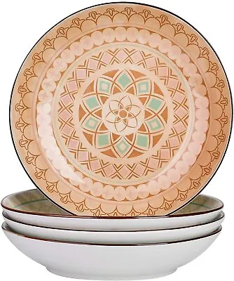 Vancasso TULIP Soup Plate Set Of 4 Porcelain Salad Plates Pasta Bowl Deep Bowl • £20.99