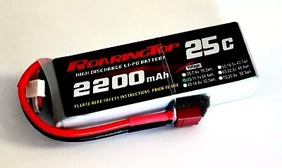 RoaringTop LiPo Battery 25C 2200mAh 3S 11.1V With Deans Plug • $19.80