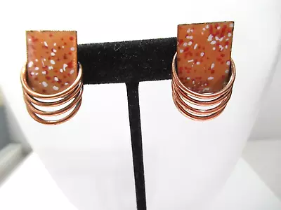 Vintage Signed Matisse Copper Enamel Designer Earrings • $22