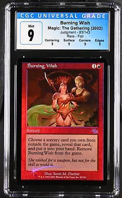 BURNING WISH Judgment Foil Rare CGC 9 Q Graded MTG [Nostalgium] • $199.99