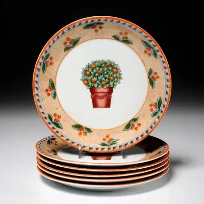 Villeroy & Boch Naranja Orange Tree Porcelain Salad Plates 7.75 Dia 6pc Set • $70