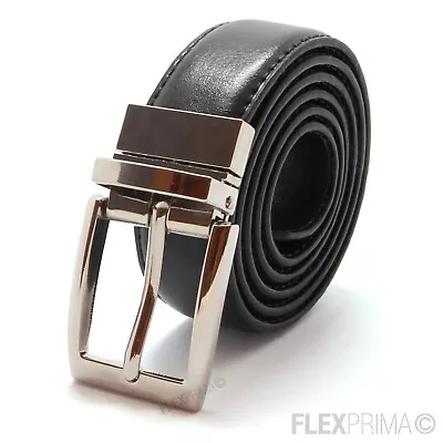 Leather Mens Belt Real New Genuine Buckle Trouser Brown Black Reversible 10 • £6.97