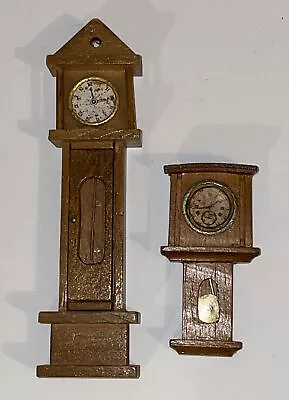 Vintage Wooden Grandfather & Wall Clock  Dollhouse Miniature Furniture • $22.99