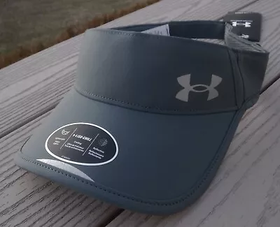 NWT UNDER ARMOUR Iso-Chill Launch Run Mens Reflective Adj Visor-OSFM @$25 GRAY • $20.49