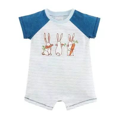 Mud Pie Kids Striped Easter Bunny With Carrot Boys Shortalls Short Set • $33.99