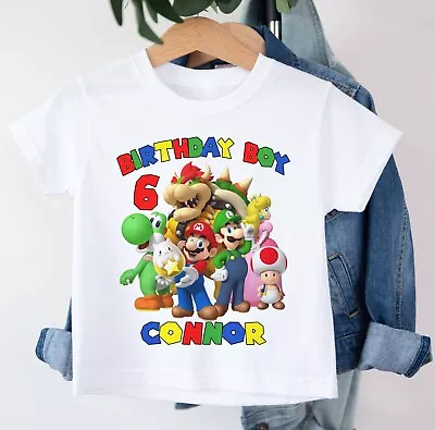 CHILDREN'S SUPER MARIO  BIRTHDAY BOY  T SHIRT * PERSONALISED 100% COTTON Ref 3 • £8.99