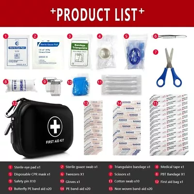 91 Piece First Aid Kit Emergency Medical Bag Travel Car Home Taxi Work Workplace • £12.25