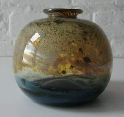£89.99 • Buy Vintage Isle Of Wight Studio Art Glass Gold Globe Aurene Vase •● Michael Harris