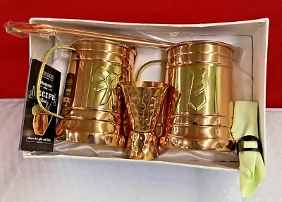 Moscow Mule 100% Pure Copper Mug Set Of 2  (18 Oz) W/Straws & 1 Shot Glass NEW • $10