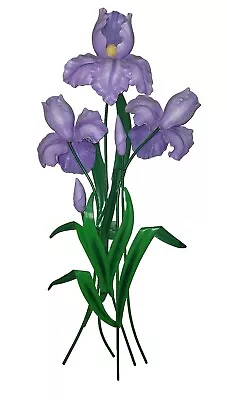 WMG 2005 Purple Iris Flowers • Metal Stem/Leaves Hanging Sculpture • In/Out 29  • $49