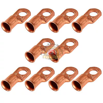 Copper Non-Insulated 1or0G Wire Gauge 3/8  Ring Terminals 10 Pcs • $25.47