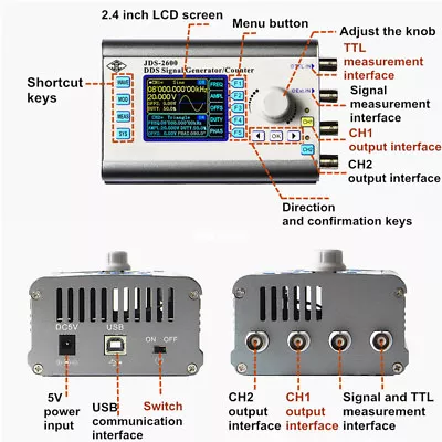 $125.11 • Buy JDS2600 60M Digital Control Dual Channel DDS Signal Generator Counter