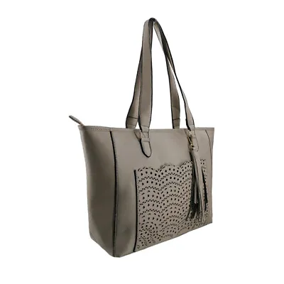 Women's Laser Cut Tassel Tote Bag Shopper Bag Shoulder Bag Ladies Handbag Girls • £12.49