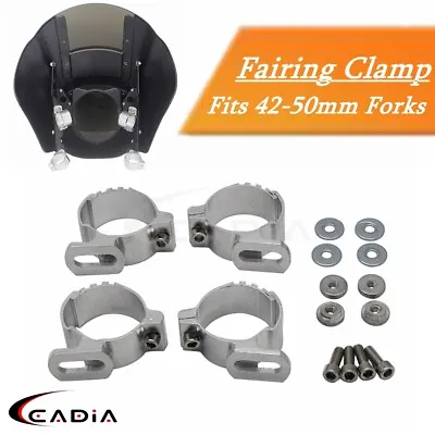 Chrome Quarter Headlight Fairing Mount Clamps For Harley Dyna XL 42-50mm Forks • $30.59