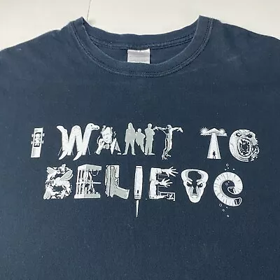 Vintage X-Files T Shirt I Want To Believe Black Short Sleeve 2XL 2TG 2EG • $39.99