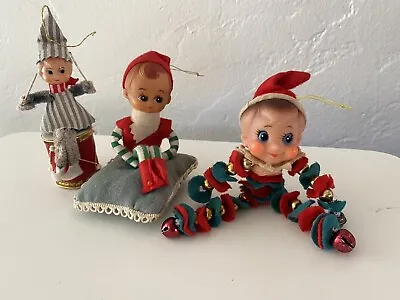 Lot Of 3 Elf Pixie Vintage Christmas Knee Hugger Elves • $45.99