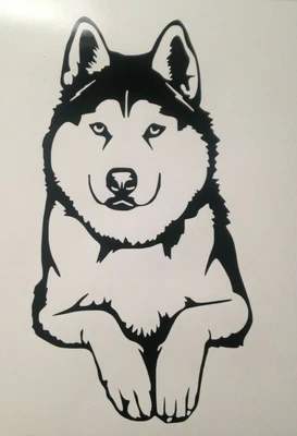 £3.50 • Buy 1x Husky Wolf Dog Vinyl Sticker Car Decal Bumper Window Craft 3.5x6.5inch Black