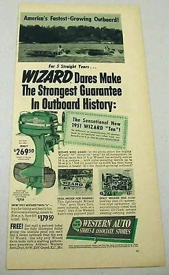 1951 Print Ad The Wizard  10  Outboard Motor Western Auto Stores • $11.82