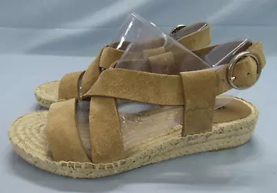 VIA SPIGA Gia BEIGE SUEDE Strappy OPEN-TOE Low Wedge ESPADRILLES SANDALS Sz 8M • $19.20