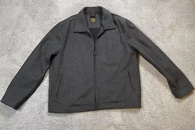 Old Navy Jacket Mens Size XL Wool Blend Dark Gray Zipper Zip-Up Cotton Lining • $30