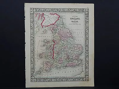 Antique Map Mitchell 1865 England & Wales M8#14 • $39.96