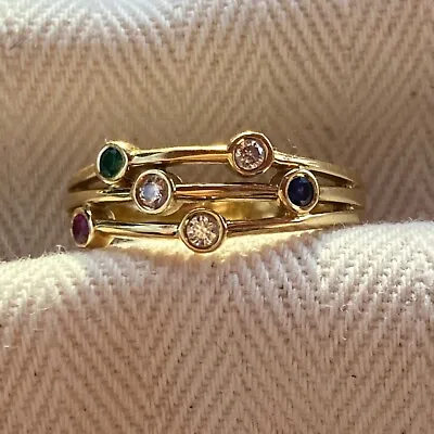 Raindance Bubble Ring 18ct Yellow Gold Diamonds Ruby Emerald Sapphire 750 Gold • £750