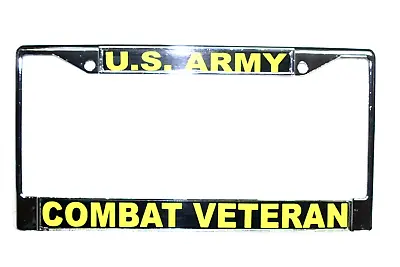 Military License Plate Frame-U.S. Army  Combat Veteran #811129--Chromed Metal • $19.95