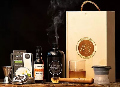 Smoked Old Fashioned Cocktail Kit With Orange Wood Smoked ICE W/wood Box  • $38.50