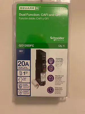 *NEW* - SquareD QO120DFC 20A Single-Pole Dual Function Circuit Breaker • $39.75